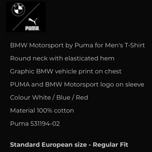 Puma Mens Standard BMW M Motorsport Graphic T Shirt Small - Picture 4 of 5